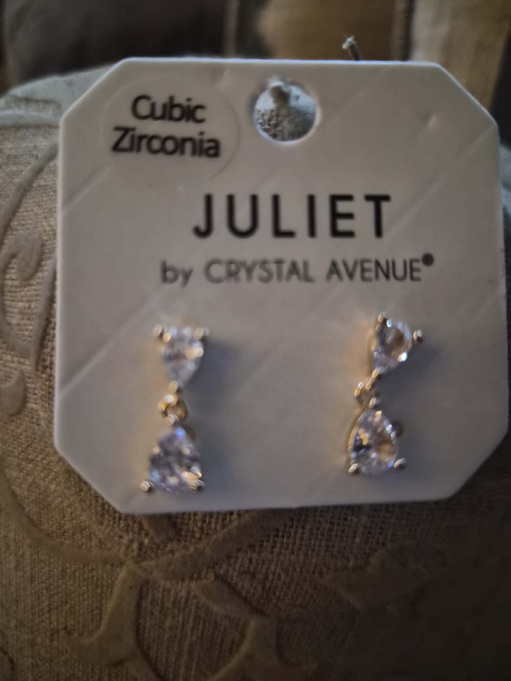 Juliet by Crystal Avenue Gold Cubic Zirconia Drop Earrings - Clear